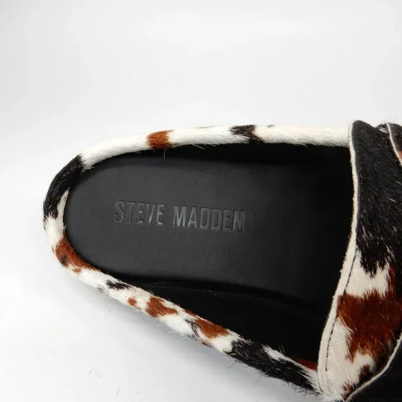 Steve Madden Rafe Penny Loafer MULES Slip On Size 6.5 Brown Cow Calf Hair EUC - Picture 13 of 16